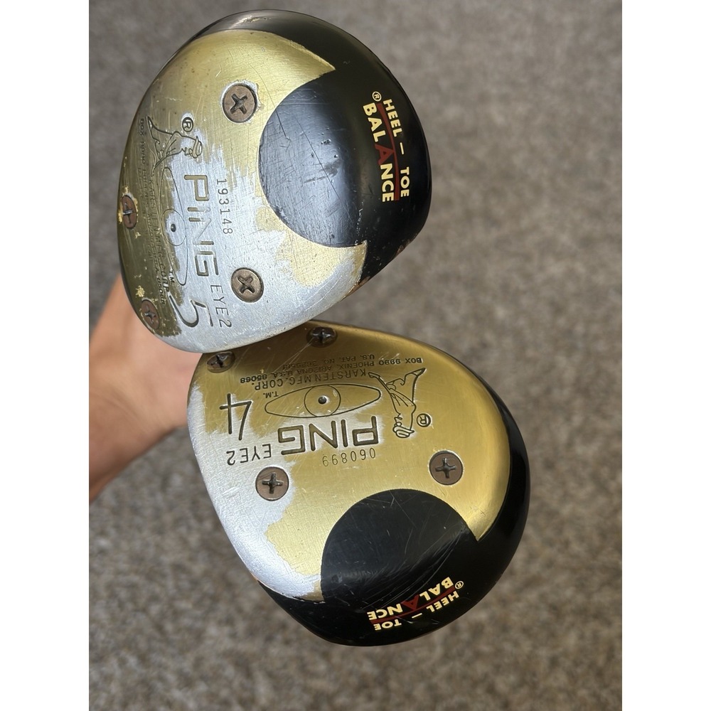 Vintage Ping Eye 2 Wood Golf Clubs 4 5 Set RH Karsten USA ZZ Lite Steel Shaft